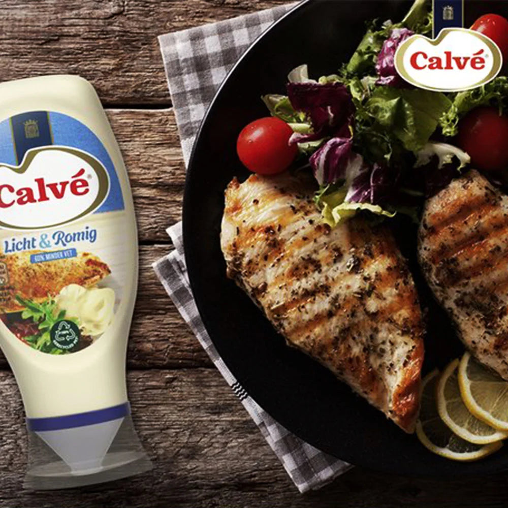 Μαγιονέζα Με Λιγότερα Λιπαρά Calve Mayonnaise Licht And Romig Minder Vet Squeeze Bottle 430ml